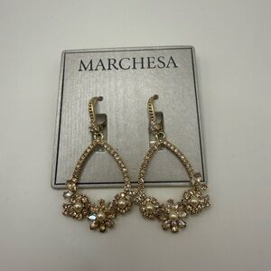 Marchesa Gold Floral Drop Earrings rare crystal cz birthday gift Christmas
